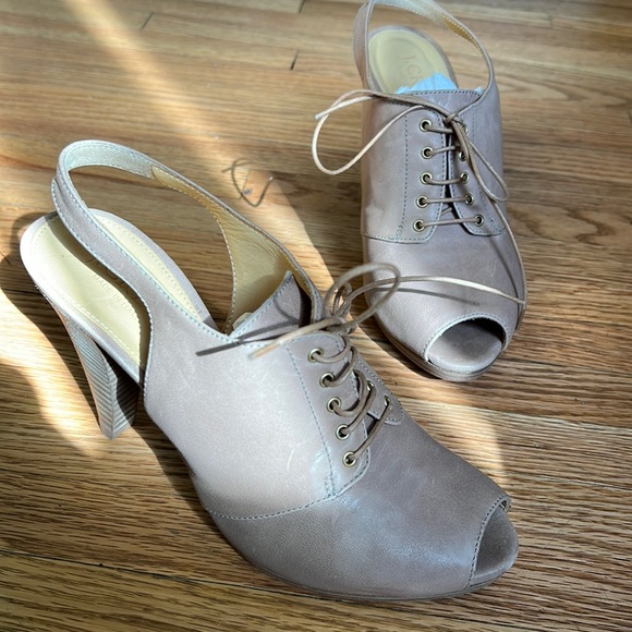 NIB - J.Crew 2010 - Italian Leather Bridgeford Lace-Up Platform Heels - Picture 2 of 8